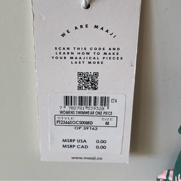 Maaji Peach and Green Floral Side Ties One Piece Swimsuit Size Medium - Picture 7 of 13